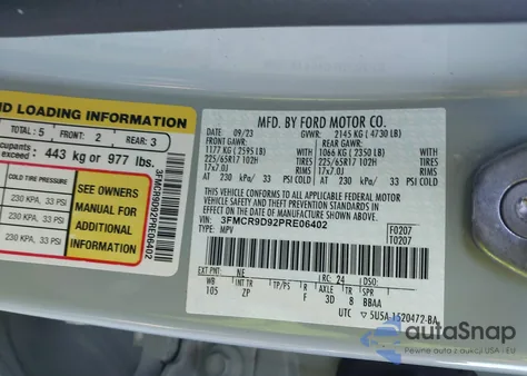 2023 Ford Bronco Sport Badlands z USA, uszkodzony, nr VIN 3FMCR9D92PRE06402